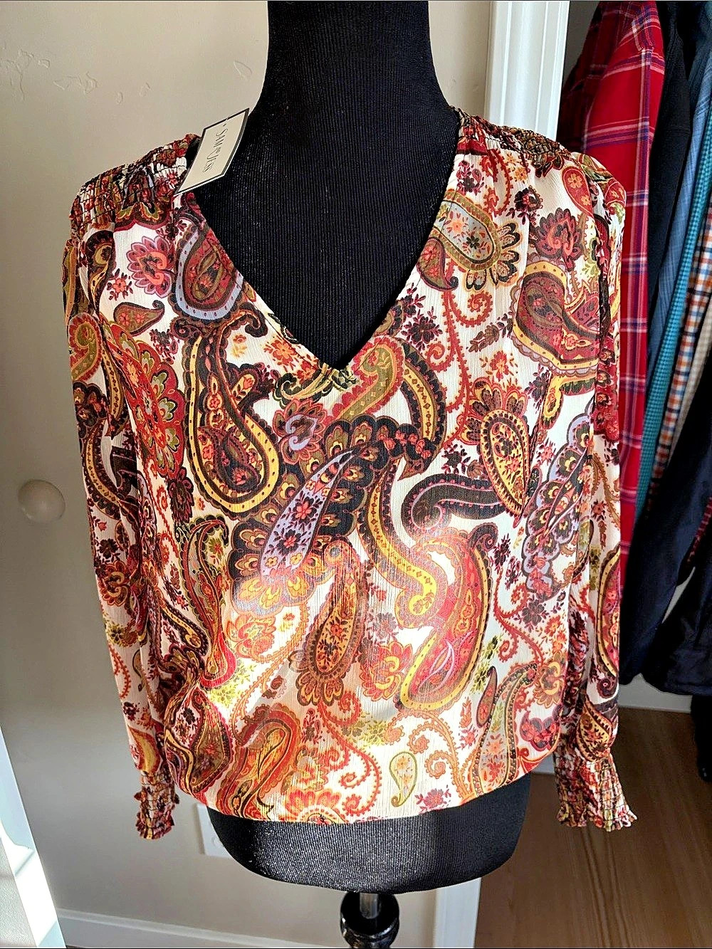 Sam and Jess Mayfly-387 Paisley Blouse Red & White Medium